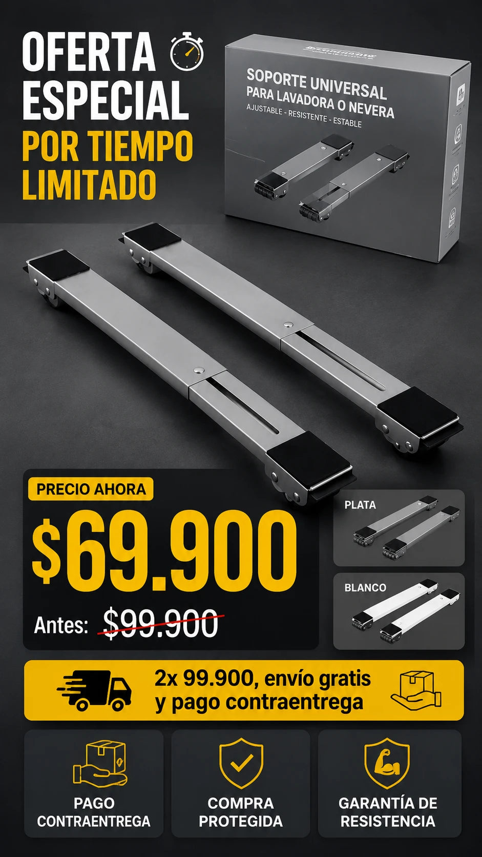 Base con ruedas para nevera o lavadora